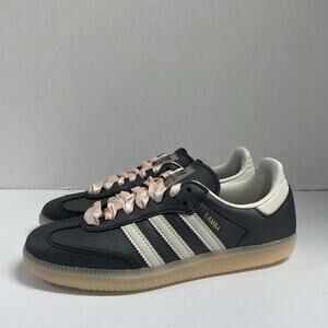 Adidas Samba Black Wonder Quartz Ribbon Laces IH8047 Size 6.5 Women Pink Lace